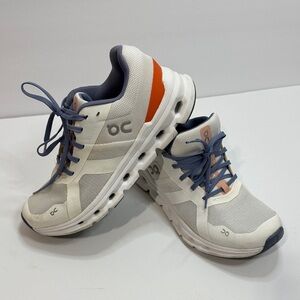 On Running Women's Athletic Shoes in White, Orange, and Blue